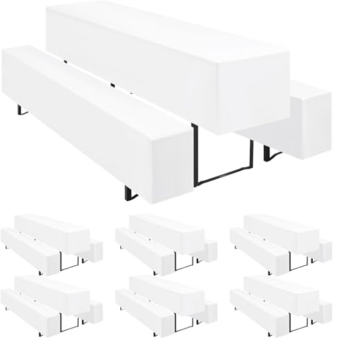 Teruntrue 6er-Sets Biertischhussen Bierbank-Auflage,Weiß Biertisch und Bankgarnitur Husse für 50x220cm Tischbreite für Festzeltgarnituren Bierbank Hussen(Weiß, 6 Packungen)