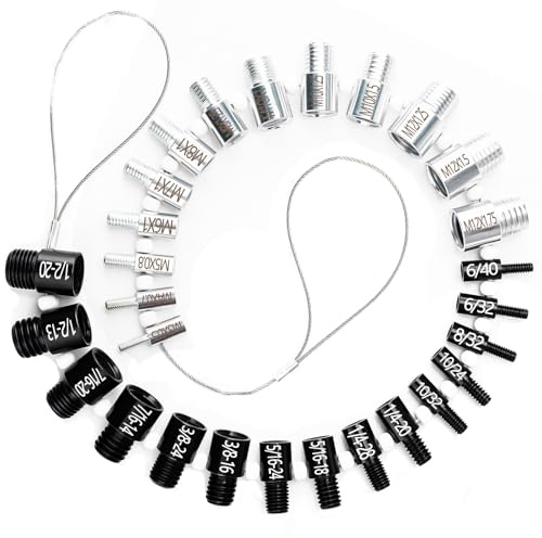 Nut and Bolt Thread Checker, Thread Checker Standard and Metric, Bolt Size and Thread Gauge, 26 Male/Female Identifier Gauges (14 Inch & 12 Metric)
