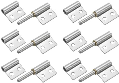 QUARKZMAN 6Pcs 2 x 1-1/2 (LxW) 304 Charnières Détachables En Acier Inoxydable Soudables Avec Pré-perçage Pour Porte Battante En Métal, Porte De Remorque, Rampe, Argent