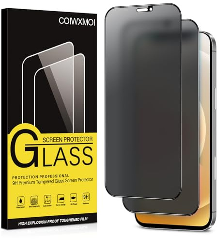 Coiwxmoi Matt Sichtschutz Panzer Schutz Glas für iPhone 12/12 pro,Matte Anti-Spähen Sichtschutzfolie 9H Härte HD Anti-Spy Schutzfolie Blendschutz Anti-Fingerabdruck Kratzfest Panzerfolie,2 Stück