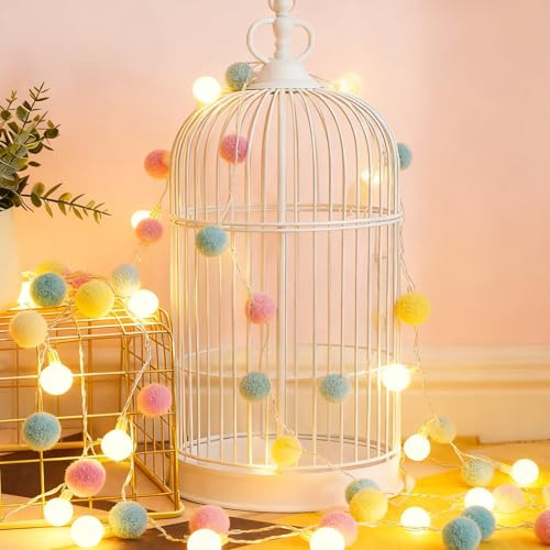 LETTERASHQP Lichterkette Kinderzimmer, 2.2 M 20 LED Lichterkette Mädchen | Lichterkette Innen Kinderzimmer Lichterkette Kinderzimmer Mädchen Bunt Globe für Balkon,Partys, Weihnachten, Hochzeit