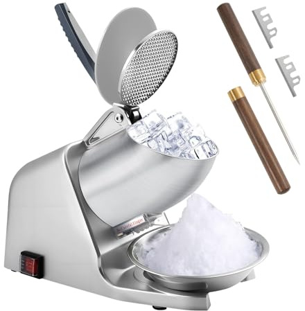 AOLTCUZ 186 lbs/h Dual Blade Ice Shaver Machine, with Extra Blades & Ice Pick, 300W Electric Ice Crusher for Home Use & Commercial, Shaved Ice Machine, ETL-Listed, Silver