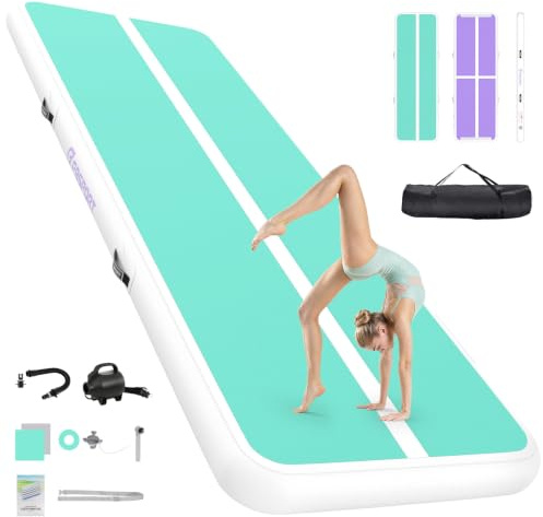 FBSPORT Gymnastik-Trainingsmatten, aufblasbare Luftgymnastikmatte, 1,2 cm Dicke, aufblasbare Bodenmatten für Heimgebrauch/Training/Cheerleading/Yoga/Wasser mit Pumpe