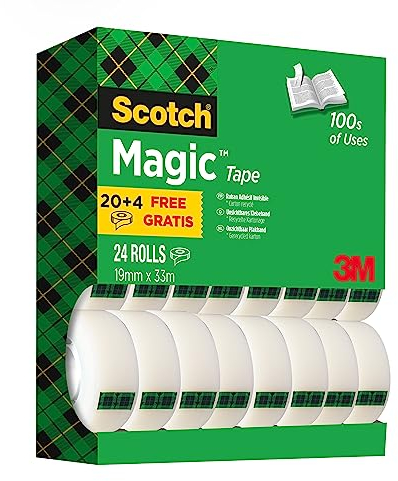 Scotch Magic Unsichtbares Klebeband, Vorteilspack, 24 Rollen, 19 mm x 33 m