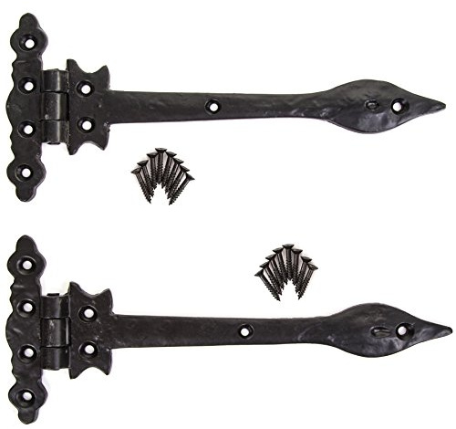 Türscharniere im antiken Stil, Gusseisen, 290 mm, Schwarz, 2 Stück
