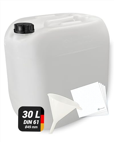 30 Liter Leerkanister DIN 61 inkl. Trichter und 5 Trevendo® Etiketten