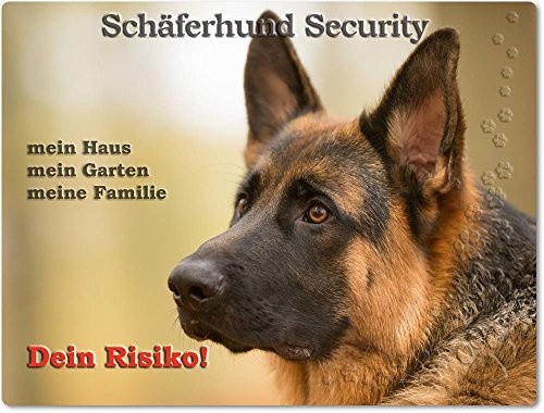 Merchandise for Fans Warnschild - Schild aus Aluminium 30x40cm - Motiv: Schäferhund Security (03)