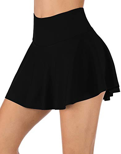 PANAX Damen Mädchen Hoche Taille Baderock - Mini Bikinihose Strand Rock mit Innenslip Schwarz, Größe XL