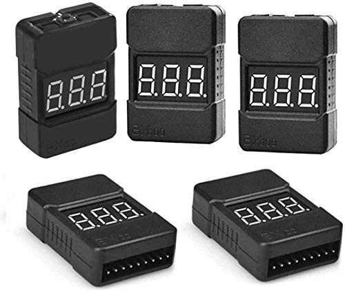 5Packs 2in1 1-8s Lipo Li-Ionen-Batteriespannungstester prüfen, RC-Niederspannungs-Summeralarm für 1-8s Lipo / Li-Ionen / LiMn / Li-Fe überwachen