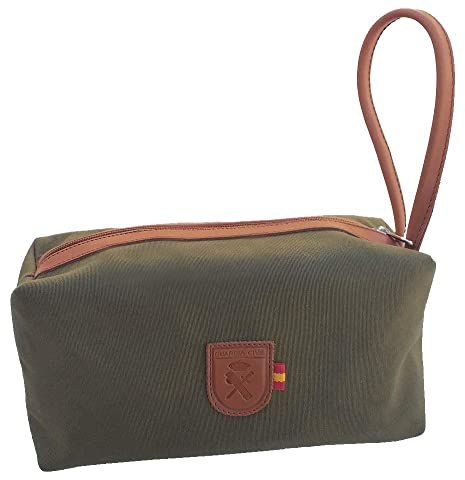 Tiendas LGP - Neceser con Detalle de Emblema de la Guardia Civil, Bolsa de Aseo, Cierre de Cremallera y asa Lateral de Piel