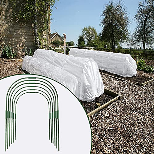 Mokyler 6 Stück Gewächshaus-Ringe, Gartentunnel-Pflanzenstützen, abnehmbarer Tunnelrahmen, kunststoffbeschichteter Stahlrohr, Pflanzentunnel-Pfosten für Gartenhäuser, Grün, 90x52cm