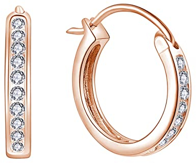JO WISDOM creolen ohrringe silber 925 damen mit 3A zirkonia mit Rosévergoldet,Schmuck für Frauen