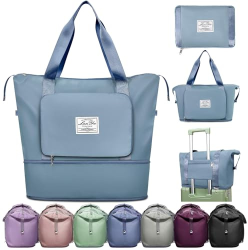 Ranslen Large Capacity Folding Travel Bag, Expansion Duffel Bag with Dry & Wet Separation