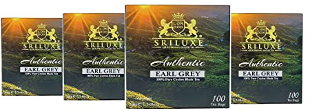 SRILUXE - Premium Quality Ceylon Earl Grey Tea Bags | Finest Earl Grey Tea Bags | Aromatic & Delicious | Fresh Harvest 100% Natural Black Tea | (Multi Pack of 4 x 100 Teabags)