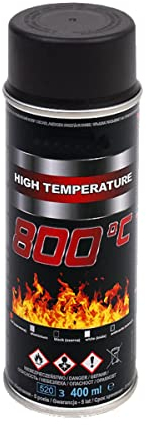 VE-INDUSTRIES Thermolack Spray Ofenlack Auspufflack Hitzebeständiger Lack Ofenfarbe 800°C div. Farben (Schwarz)