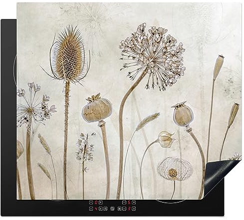 MuchoWow© Herdabdeckplatte Ceranfeld Spritzschutz Küche Blumen