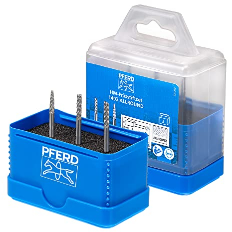 PFERD Hartmetall-Hochleistungskleinfrässtift Set, 3-teilig | Zahnung ALLROUND, Schaft-ø 3 mm, Frässtift-ø 3mm | 21901403 – für den universellen Einsatz auf den wichtigsten Werkstoffen