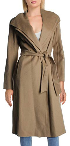 Tahari Women's Peacoat Wool Blend Double Face Winter Trench Coat, Camel, Small