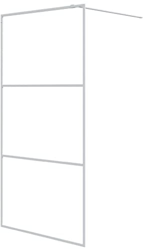 vidaXL Paroi de Douche Ecran Cloison Cabine de Douche Salle de Bain Intérieur Résistance aux Eclaboussures Blanc 100x195 cm Verre ESG Transparent