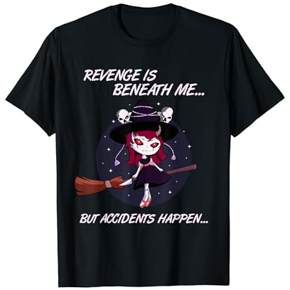 Hexe Auf Besenstiel Kawaii Witch Halloween Kostüm Damen T-Shirt