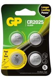 CR2025-4-uppsättning | GP Lithium | 3V CR 2025 Litium-knappbatterier - Lång livslängd