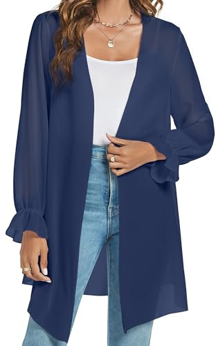 Famrrifuu Cardigan Donna Lungo Kimono Leggero Elegante Boho Copricostume Mare Maniche Lunghe Casual Cardigan