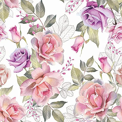20 Servietten Rosen in schönster Form | Blumen | Hochzeit | Tischdeko | Decoupage | Serviettentechnik 33x33cm