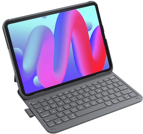 Inateck for iPad 10th/11th Gen Case with Keyboard, Ultralight Keyboard with Pen Holder for A16 2025/10th Gen(2022 10.9), Air 11 M4/M3/M2 (2026/2025/2024), Air 5/4, Pro 11 4/3/2/1,AirTap Gray