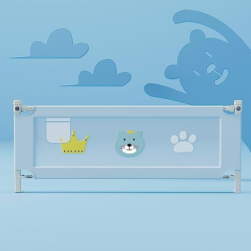 BESTXH Fallschutz Bett FüR Kleinkinder, Schutz Vor StüRzen, Baby Bettgitter, Kinderbettgitter, Bettschutz FüR Kinder, Leicht Zusammenzubauen, FüR Boxspringbetten,Blau,180cm