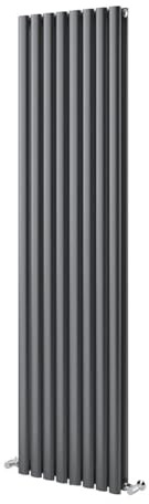 Go Bathrooms Vertical Radiator 1800 x 472mm Grey Oval Double Column Panel Central Heating Bathroom Radiator Grey Vertical Kitchen Heater