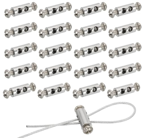 20 Pezzi morsetti per cavi con tappo terminale a vite, Clip per Fune Metalliche Morsetto Cavo a Fune Morsetto per Fune, Clip per Fune Metallico Cavi Sartiame per 1-2mm di Diametro