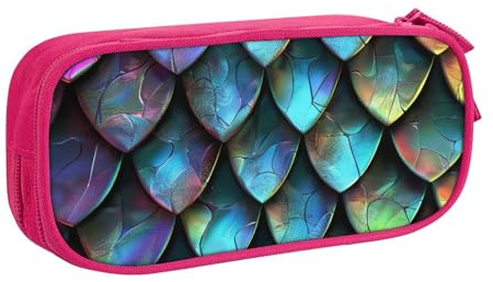 KCGSDEGV Federmäppchen mit magischem Drachen-Schuppenmuster, bedruckt, für Schule, Mädchen, Jungen, großes Fassungsvermögen, niedliches Federmäppchen, Schreibwaren-Organizer, Box, schwarz, rose,
