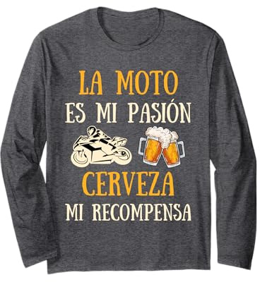 Moto Cerveza Hombre Divertido Motero Regalo Motorista Biker Manga Larga