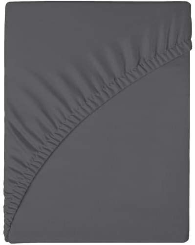 wyewye Sábana bajera 160 x 200 x 25 cm, tejido de microfibra, resistente al encogimiento y a la decoloración, gris oscuro