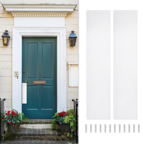 Sourcing Map 2 placas de aluminio para puerta, 4 x 16 pulgadas, color blanco, estilo moderno, fácil de instalar, seguridad mejorada