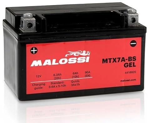 BATTERIA GEL ATTIVATA PRECARICATA PRONTA ALL'USO12V 6AH PEOPLE 50 125 150 200 SYMPHONY 50 125 150 compatibile con MALOSSI MTX7A-BS=Y U A S A YTX7A-BS