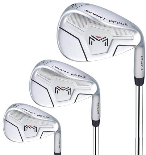 XINGGM Smart Wedges - Cuñas de golf de cara completa con ranura CNC de 52/56/60 grados para hombres, tiros sólidos, sin trozos para todas las mentiras (RH, plata, juego de 52, 56, 60 grados)