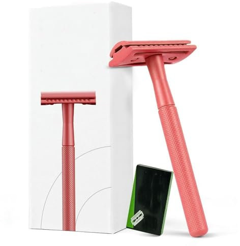 SYJYM Maquinilla de Afeitar de Seguridad de Doble Filo, 5 Hojas de Repuesto, Hoja única de Acero Inoxidable, Mango de Metal, Afeitado Suave y Duradero.