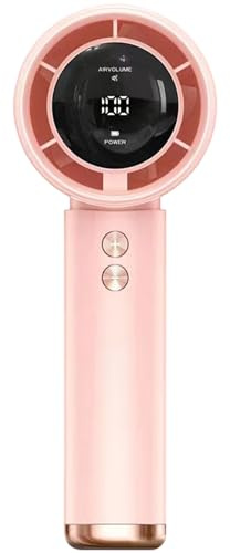 Portable Handheld Fan, High Speed Turbo Mini Fan 100 Speeds, Digital Display, 3000mAh Battery Rechargeable Personal Fan, Up to 15H Cooling Time, Powerful Small Fans for Outdoor Camping Travel (Pink)