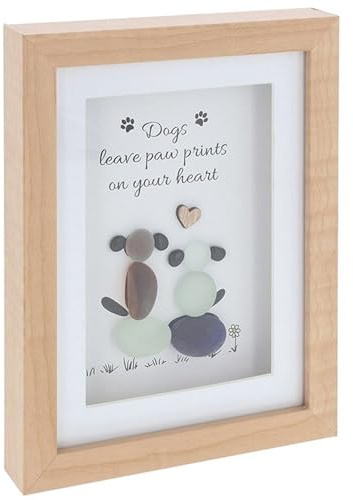 Shudehill Giftware Pebble Glass Portrait Plaque Dogs Heart Wall Art