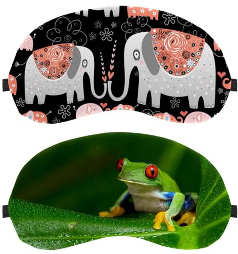 2 Stück Frosch Grün Natur Augenmaske für Seitenschläfer, Schlafmaske, Schlafmaske, weiche Augenschattenabdeckung für Reisen, Nickerchen, Flugzeug, Lichtblockierung