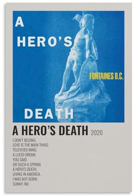 Fontaines D.C Album A Hero's Death Poster esthétique vintage sur toile Décoration murale pour salon, chambre à coucher - 20 x 30 cm - Style sans cadre