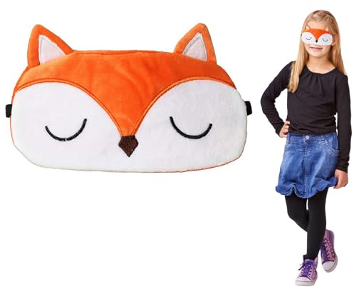 Quesuc Schlafmaske Kinder, Ultraweich Schlafmaske 3D Süße Tiere Schlafbrille Kinder Für Mädchen Jungen Damen Nickerchen Reisen(Orange, Fuchs)
