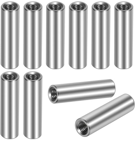 Manchons Filetés Ronds Écrousp de Connexion Ronds en Acier Inoxydable Écrous Longs Écrous Manchons de Jonction M5*30mm Argent 10Pcs (M5* 30)