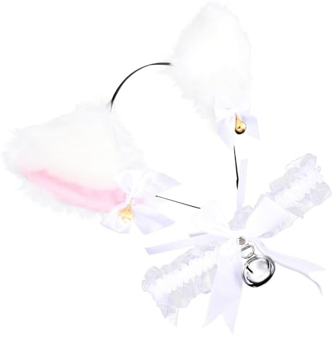 Beatifufu Diadema Orejas Gato con Campana y Collar Lazo para Fiesta Accesorio Cosplay Niñas Mujeres Diseño Cómodo y Llamativo para Halloween y Eventos