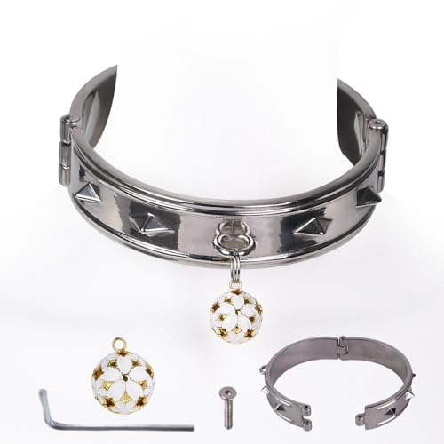 Edelstahl Halsband Halsbänder mit Spikes & Glocke SM Bondage Metall Halsreif BDSM Sklaven-Sexspielzeuge Erotik Fesseln Halsfessel Rollenspiele Sex Toys für Männer & Frauen Paare(Halsband)