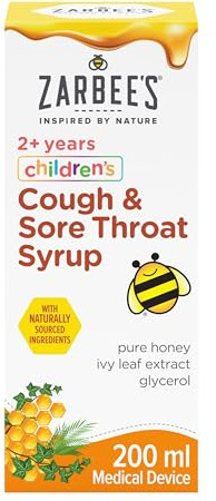 Zarbee’s Children’s Cough & Sore Throat Syrup, 200ml, Relieves Any Cough