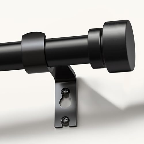 Gormena Gardinenstange Schwarz 80-365cm Matt Metall Ausziehbare Ø25mm | Lang Vorhangstange 15kg Schwerlast Curtain Rod Für Wohnzimmer Schlafzimmer Küche Und Verschiedene Fenster Einfache Montage