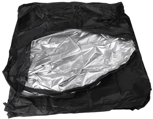FUANA Round Pool Cover for Above Ground Swimming Pools, 210D Solar Cover with Drawstring for Debris Protection, Fits 6FT 8FT 10FT 12FT 15FT 18FT, Black/Silver black10FT