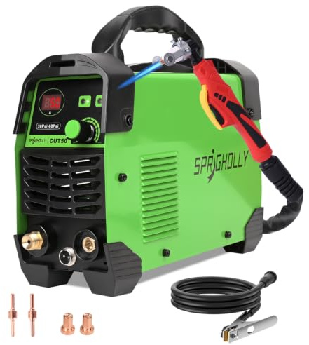 Cortadora de plasma CUT50 por contacto 50A 240V IGBT inversor 16 mm de espesor de corte máximo, 10 mm corte limpio – Potente para hobby y uso profesional